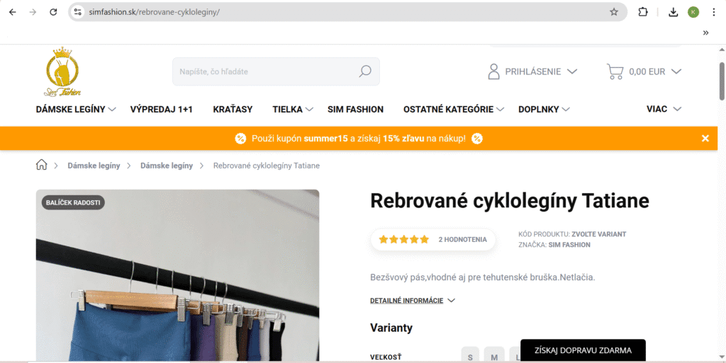 Príklad správnej URL a popisu produktu pre eShop SEO