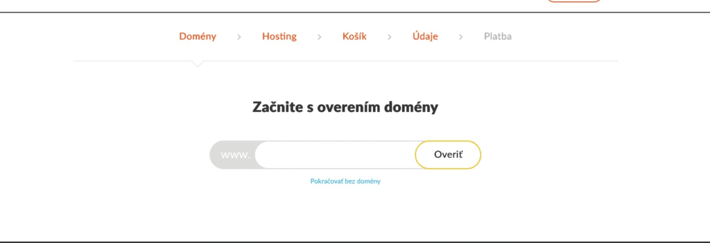 Výber možnosti pre doménu na HostCreators