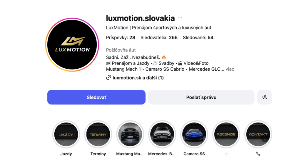 Príklad optimalizovaného mena Instagram profilu